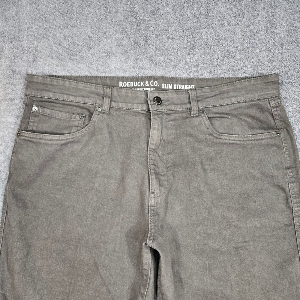 Roebuck & Co Slim Straight Jean Mens 36x30 (38" mes.) Gray Stretch Workwear - Picture 3 of 14